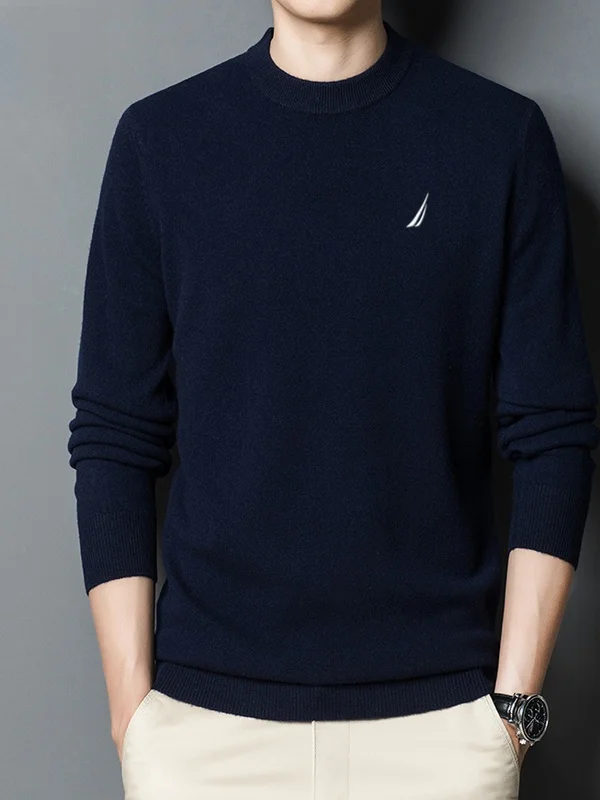 

Nautica мужской зимний свитер из чистой шерсти Thiened, свободный крой с высоким воротником, базовый слой, трикотаж, повседневный цвет