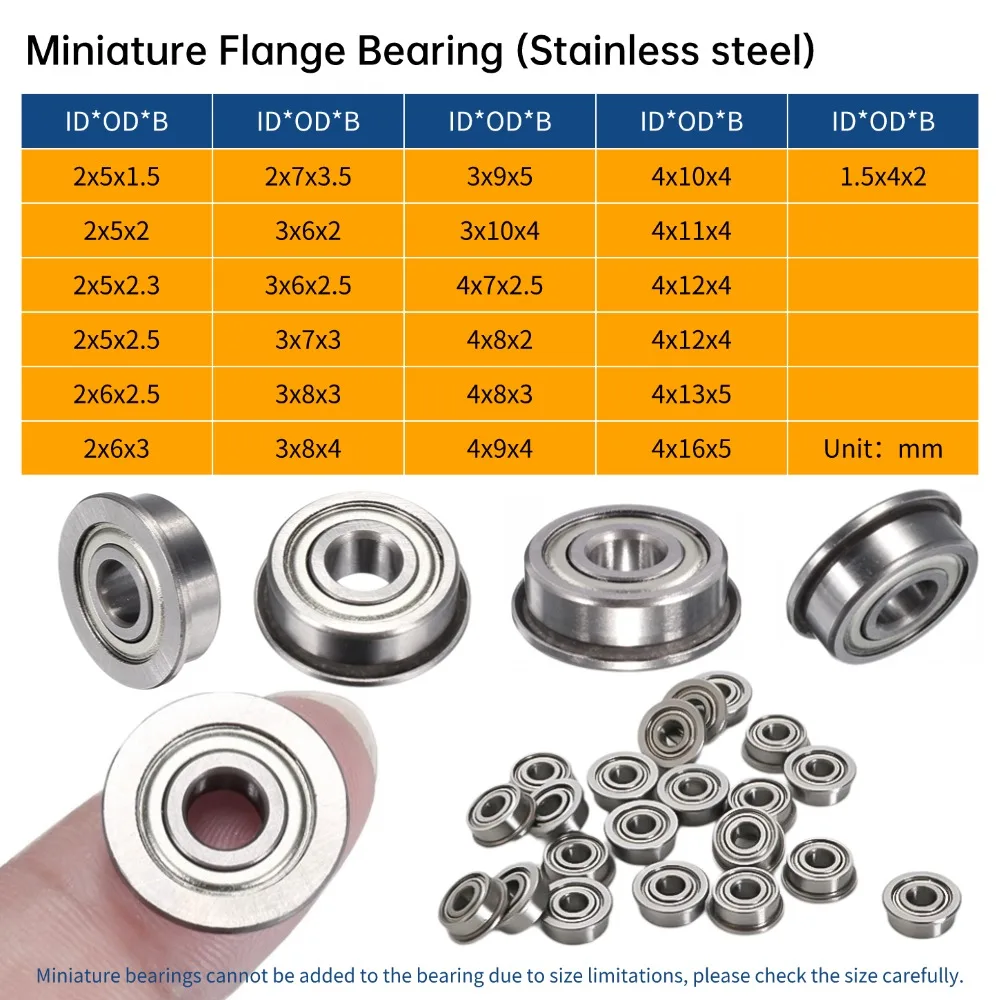 

10PCS Micro Bearing Inner Diameter 1.5 2 3 4MM Stainless Steel Flanged Deep Groove Ball Bearings