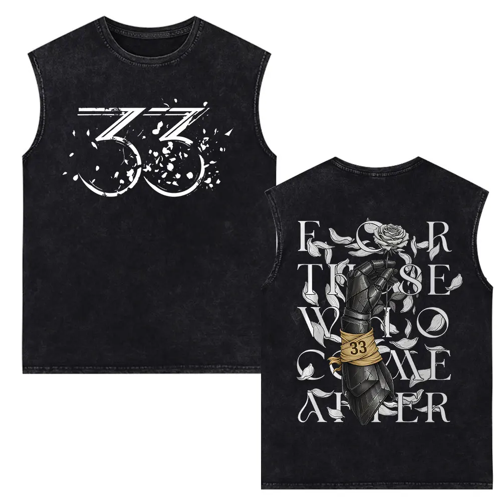 Clair Obscur Expedition 33 for Those Who Come After Vintage Washed Vest T Shirt Men Women Clothing Fashion Sleeveless Tank Tops