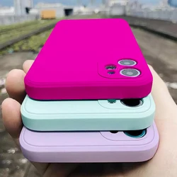 Official Liquid Silicone Case For iPhone 15 14 13 11 12 Pro Max Mini 15 Plus X XS Max Solid Color Girls pink Soft Cover funda