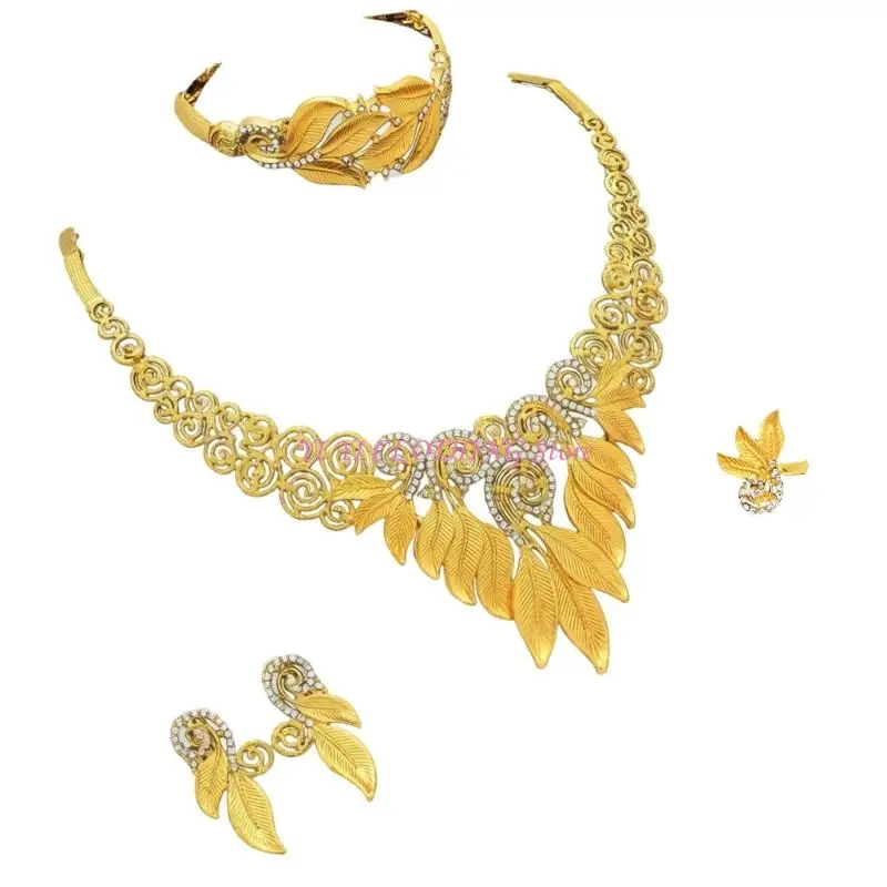 N5KF Delicate Alloy Bridal Jewelry Set Necklace And Ear Studs Earrings Wedding Day