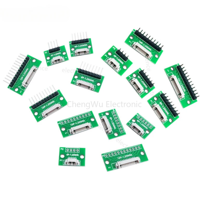 1PCS 1.25mm Connector Conversion Circuit Board 1.25 Patch Horizontal Socket Test Board 4P 6p 8p 10p 12p