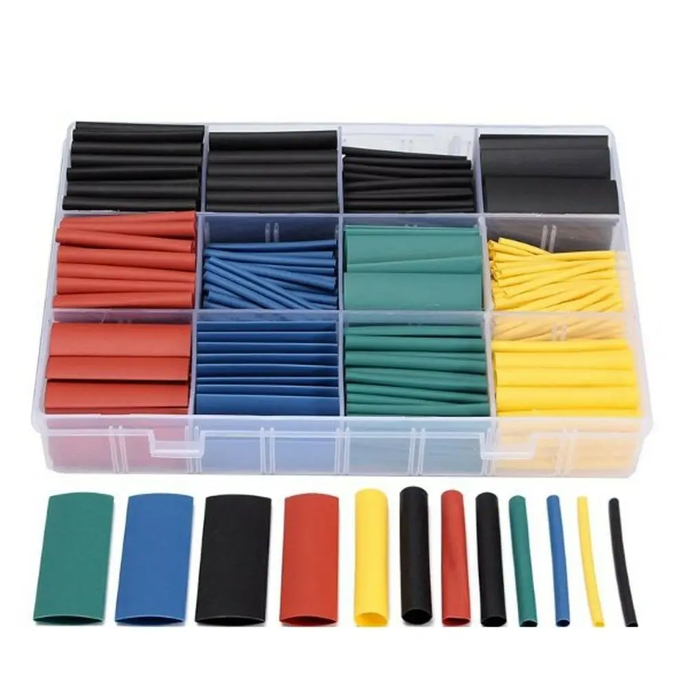 530pcs Heat Shrink Tubing Insulation Shrinkable Tube Assortment Electronic Polyolefin Ratio 2:1 Wrap Wire Cable Sleeve Tubes Kit