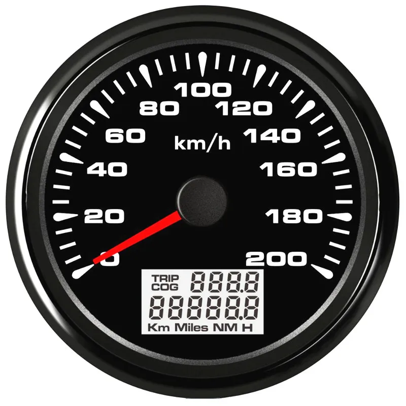 

85mm 0-200Km/H GPS Speedometers Odometers Black Speed Indicators 9-32vdc with 8 Kinds Backlight Color & Antenna for Car Boat