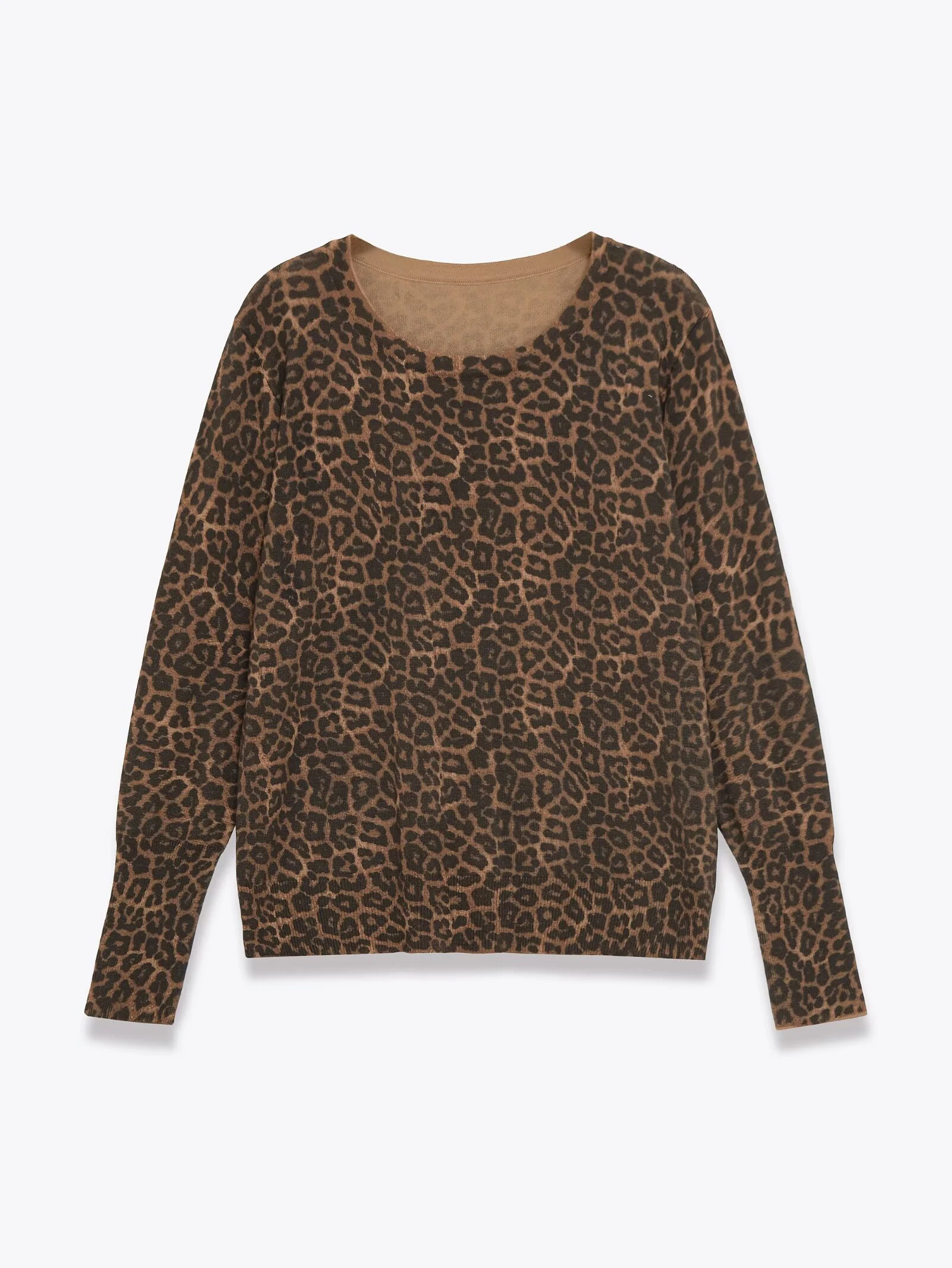 

European and American style foreign trade women's clothing new 2025 casual animal print long sleeved round neck knitted top