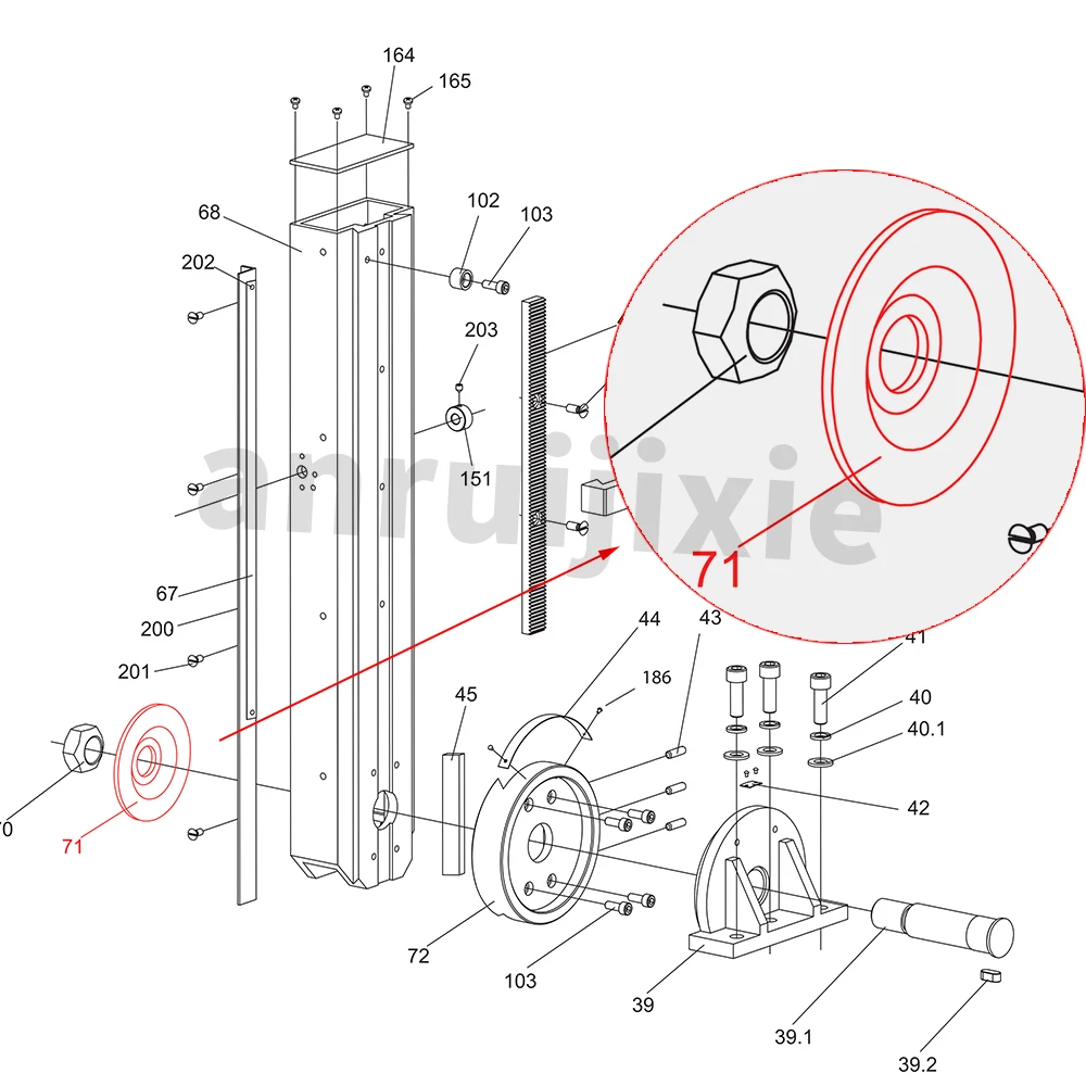 Washer, Column Pivot SIEG X2&SX2&JET JMD-1L&CX605&Grizzly G8689&Little Milling 9 Mini Milling spares