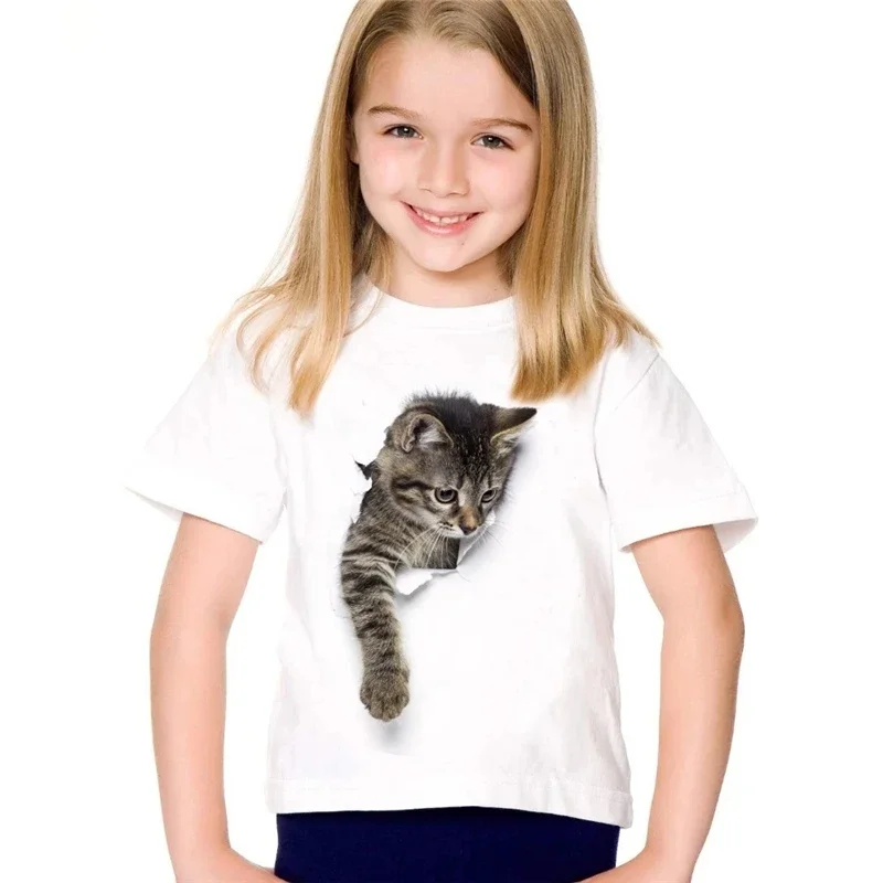 Cats Kids T-shirt  Cartoon Cute Cat Print White T-shirt for Boys and Girls Baby Base Shirt Aliexpress Uk Pride Tshirt Tops Tee