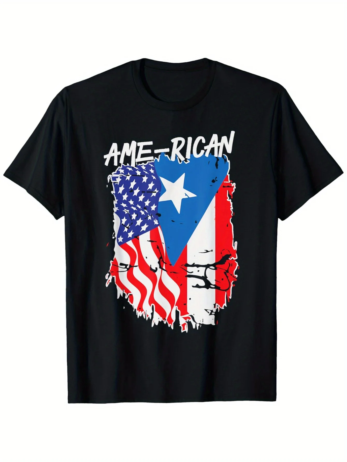 American Puerto Rican Flag Puerto Rico US America Hispanic T-Shirt, Suitable for Mens & Womens Outdoor T-Shirt, 100%cotton