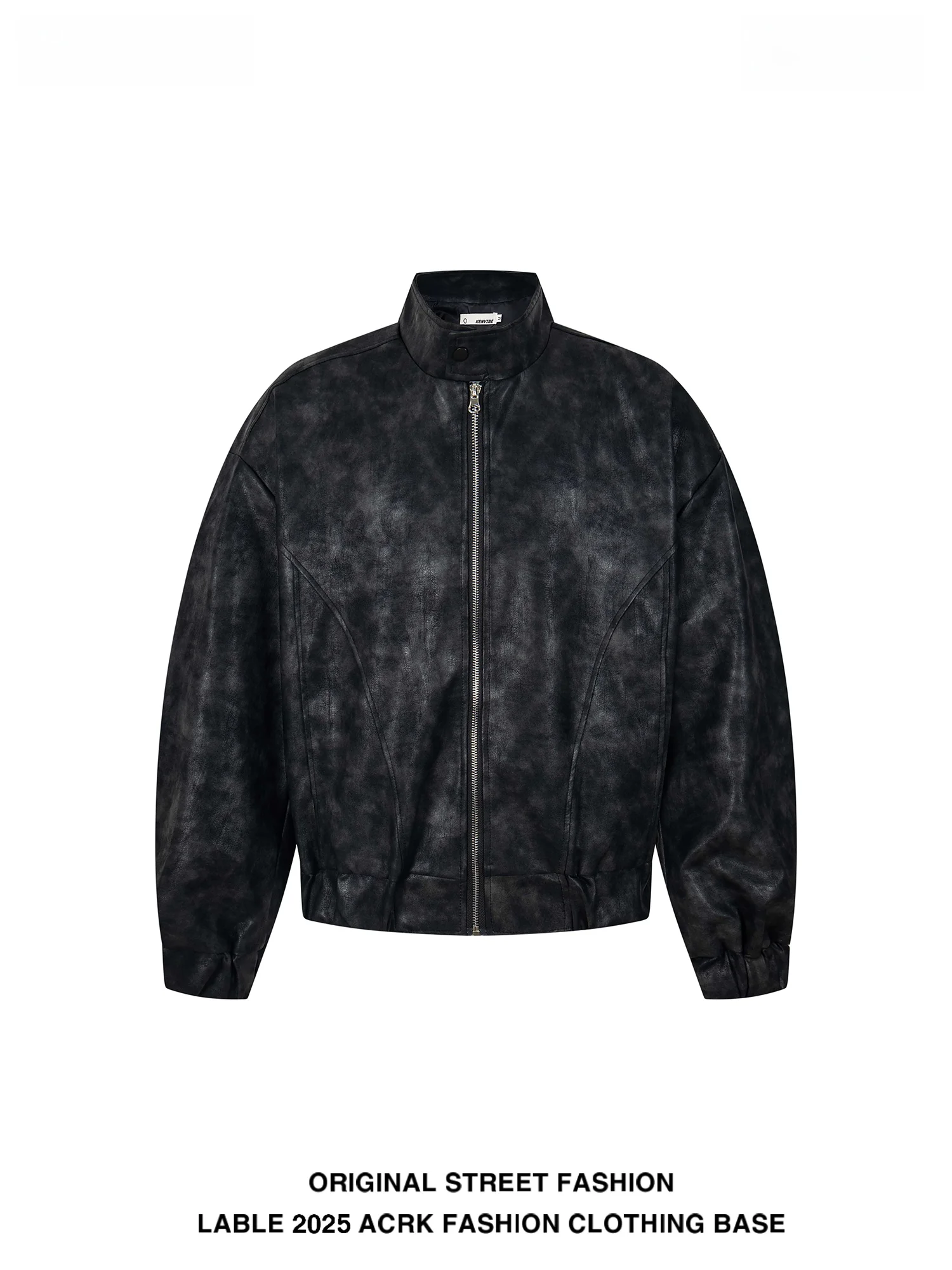 

American Sle Tie Dye Casual Flight Jaet Autumn Vintage Baseball orm Loose Couple ort Leather Coat Trendy