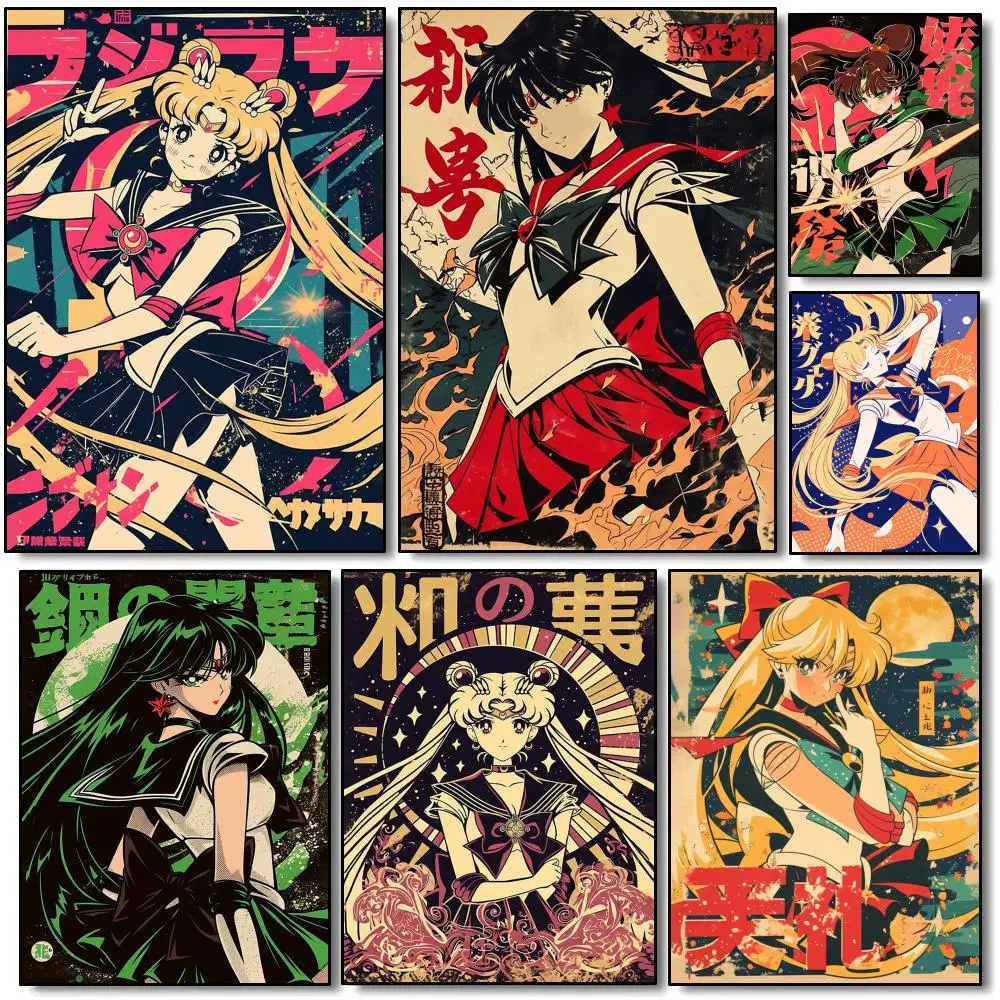 Beautiful Anime Girl S-Sailor Moon Poster Modern Minimalist Wall Art Prints for Bedroom Living Room Home Decor Interior Gift