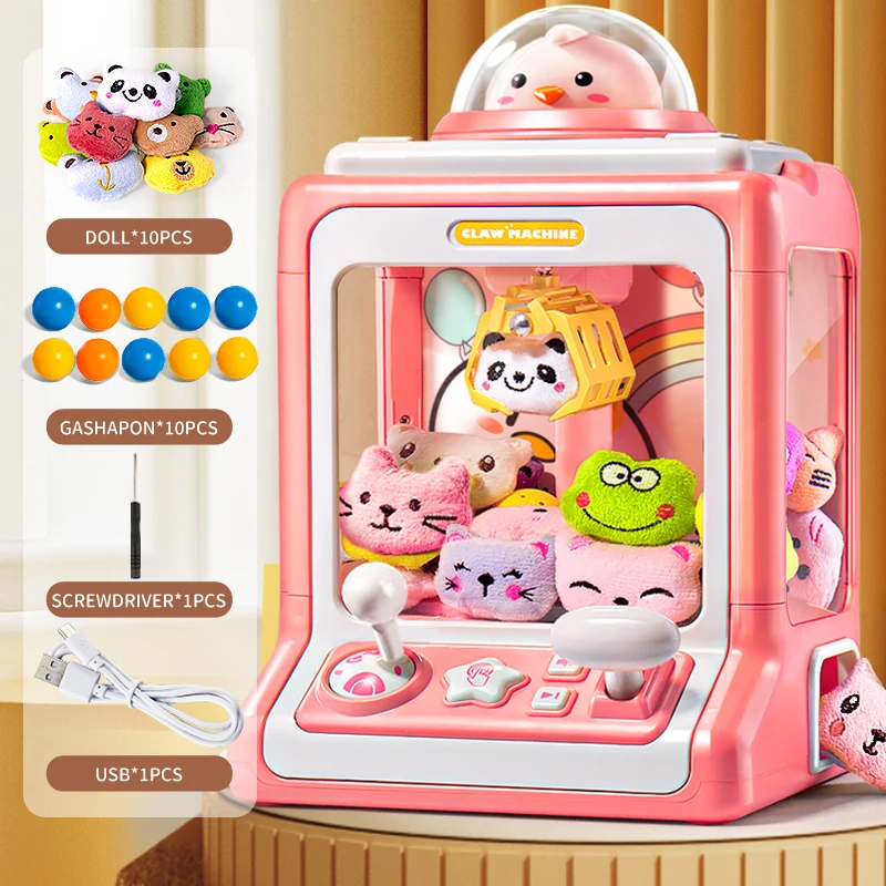 

DIY Automatic Doll Machine Kids Coin Operated Play Game Mini Claw Catch Toy Crane Machines Music Doll for Christmas Gifts