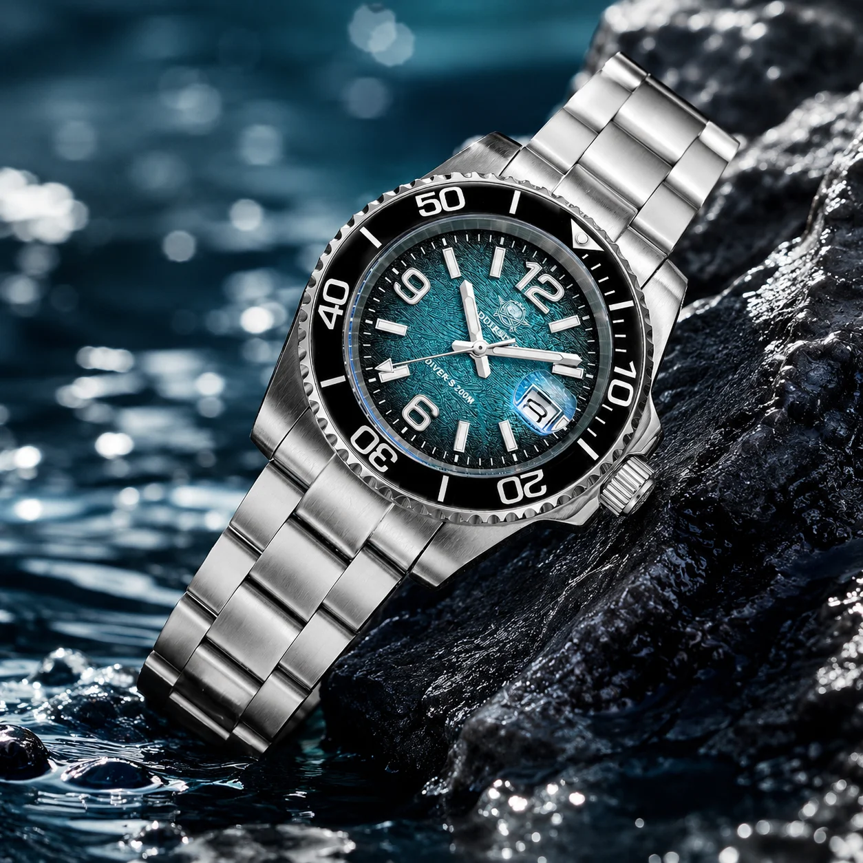 ADDIESDIVE 41mm Men's Diving Watch AD2513 200m Waterproof 316L Stainless Steel Calendar BGW9 Super Luminous Quartz Wrist Watches