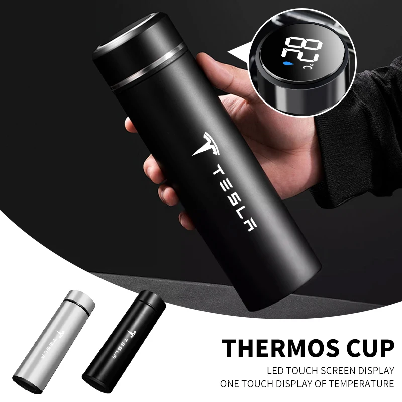 500ml Portable Car Smart Thermos Bottle Temperature Display Cup For Tesla Model 3 Model S X Model Y Roadster SpaceX Cybertruck