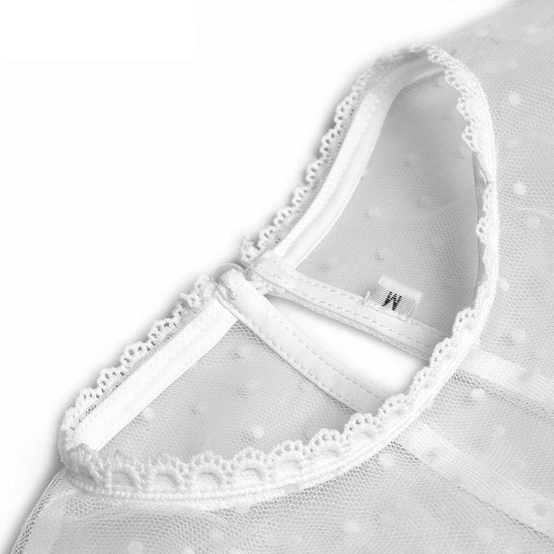 New Fashion Designer Spring Women's Lantern Sleeve Mesh Patchwork Embroidery White Plegant Party Dresses