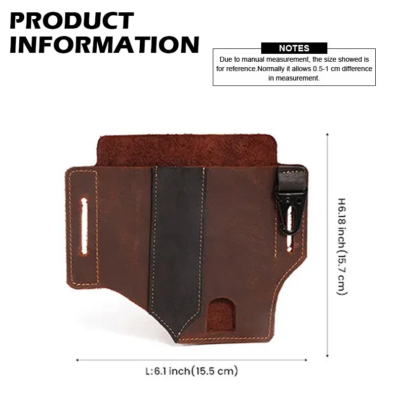 Tactical Multi Tool Belt Leather Bag Portable Tool Storage Bag Holster Key Holder Outdoor Camp Hunting Waist PU Leather Pocket