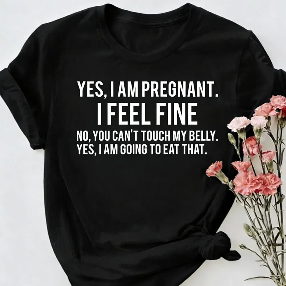 Funny Pregnancy Shirt New Mom T-Shirt Mom To Be Gift Pregnancy Announcement Shirt Cute Maternity Shirt Yes I Am Pregnant Y2k Top