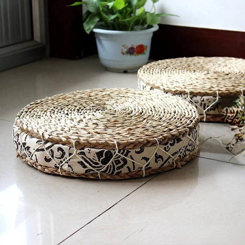 

Grass woven futon cushion, sponge cushion, rattan woven thickened Buddhist meditation, Japanese tatami cushion