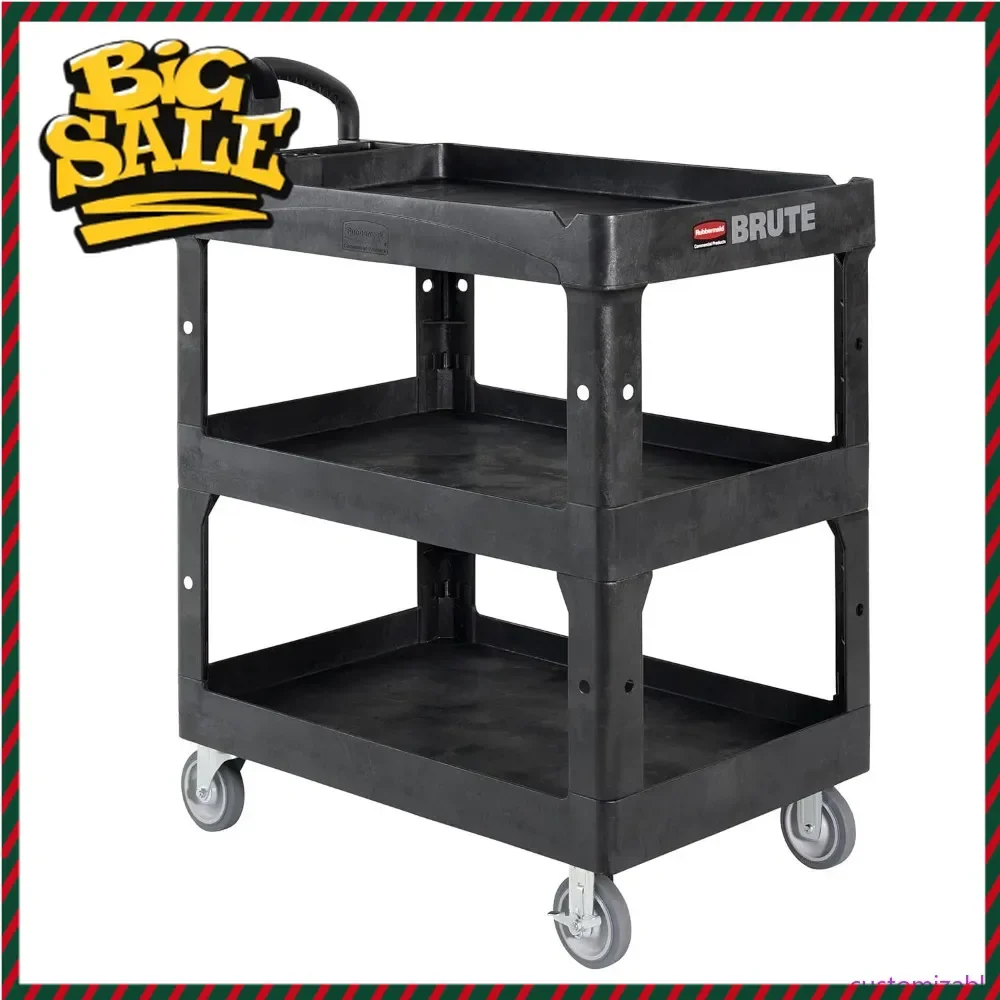 

Горячая распродажа: Тележка хозяйственная Rubbermaid Brute, 3-ярусная, усиленная, с высоким уровнем хранения, полками с бортиками и эргономичной ручкой, средний размер, 6 шт.
