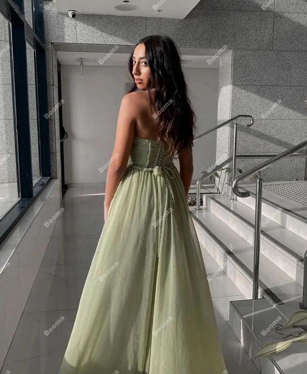 Booma Green A Line Sexy Prom Dresses Lieverd Strapless Been Split Party Avondjurken Vieren Evenementen Jurken Voor Vrouwen 2023