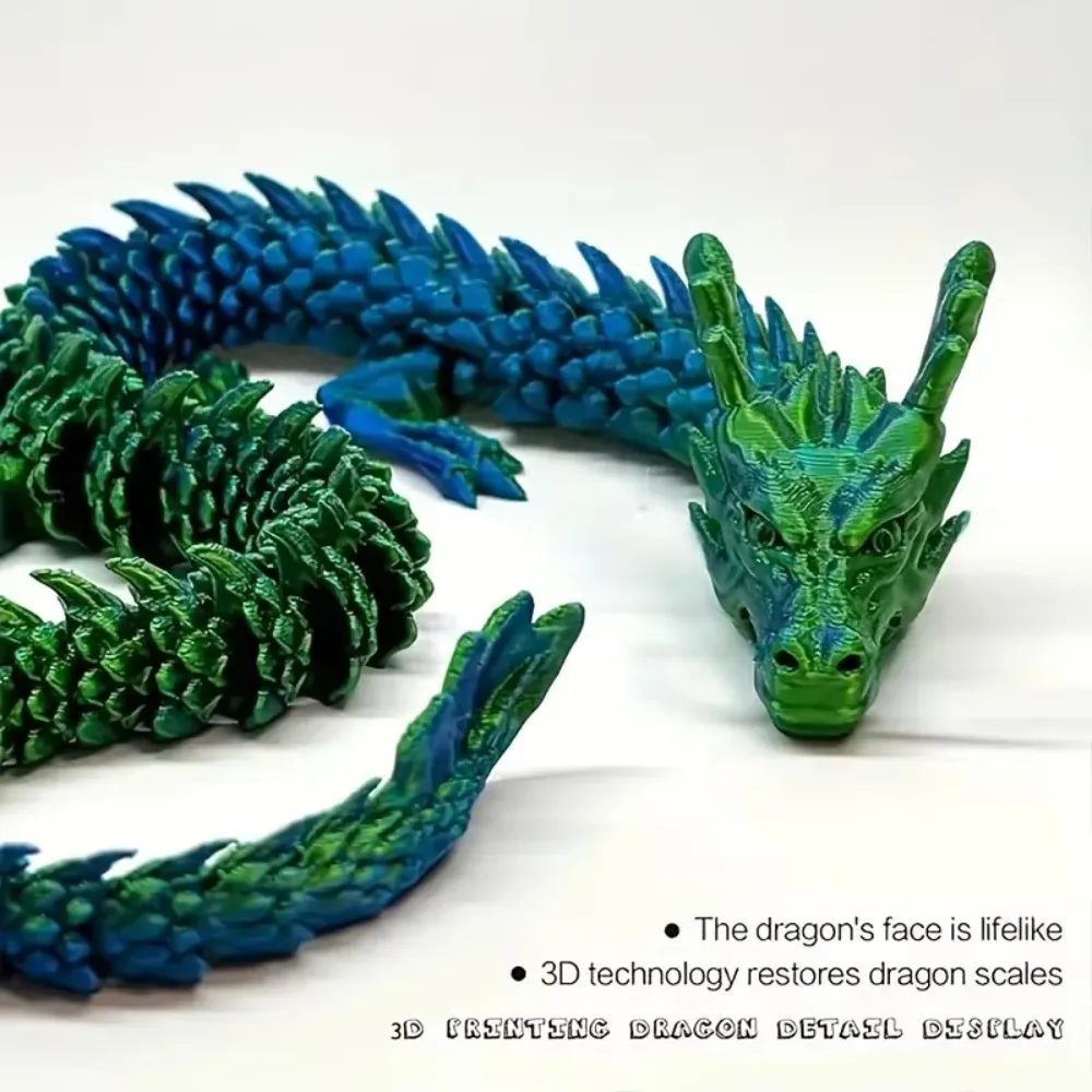 Dragón Articulado 3D Brillante – Juguete De Dragón Con Articulaciones Móviles – Decoración De Oficina Y Regalo Original Para Adultos Y Niños