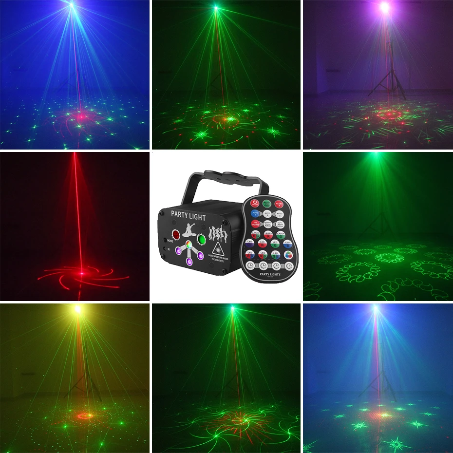 ALIEN Mini projecteur Laser Disco LED, Rechargeable par USB, son UV, effet stroboscopique sur scène, lampe de fête de mariage, de noël