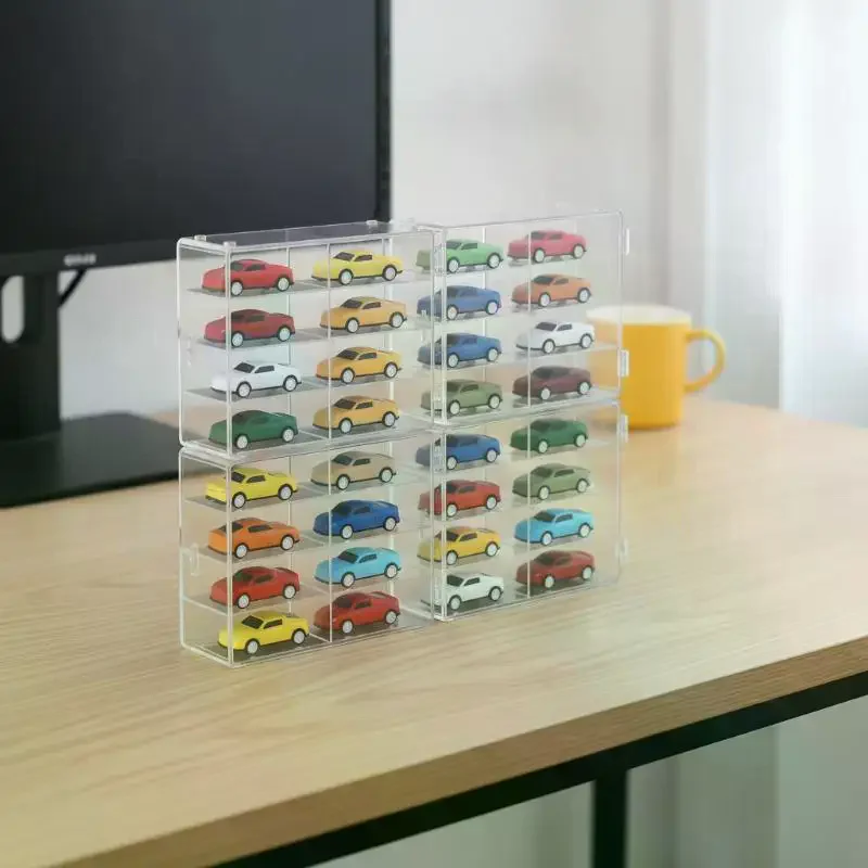 High Quality Plastic Display Cabinet With 1/8 Slots Transparent Art Storage Box For Toy Figurine Car Model Mini Cartoon Doll