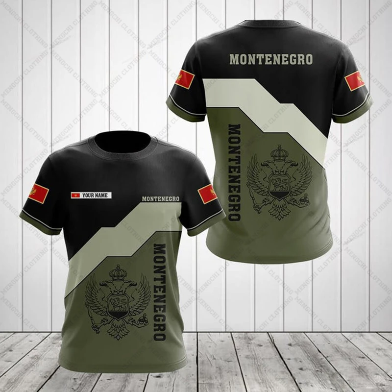 Emblemat Montenegro z graficzną szybkością t-shirty na lato, na co dzień, dorośli i dzieci, luźne, ponadgabarytowe koszulki sportowe