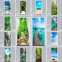 Balcony Lake Water Door Sticker PVC Removable Waterproof Self-adhesive Mural Decoration Living Room Wall Landscape Painting