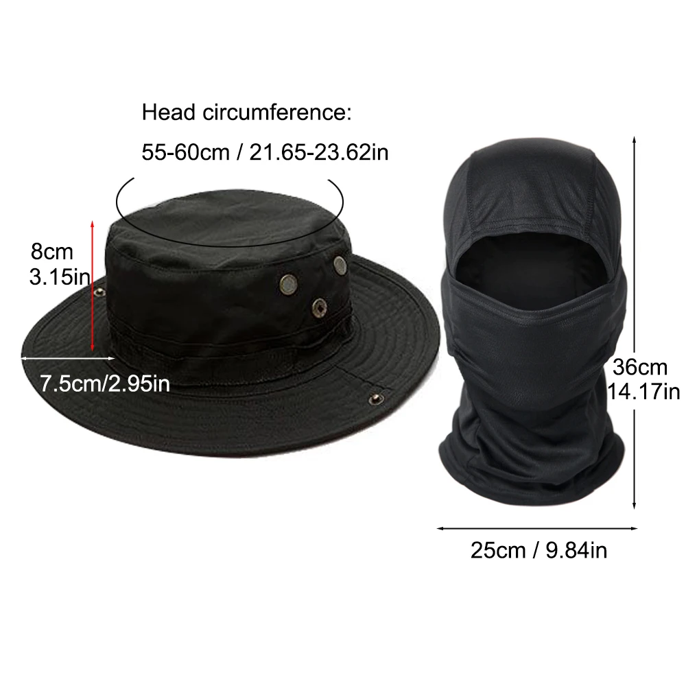 2Pcs/Set Wide-brimmed Hat Balaclava Mixed Set Men Sunscreen Boonie Cap Outdoors Hiking Camping Fishing Hat Sun Hat Fisherman