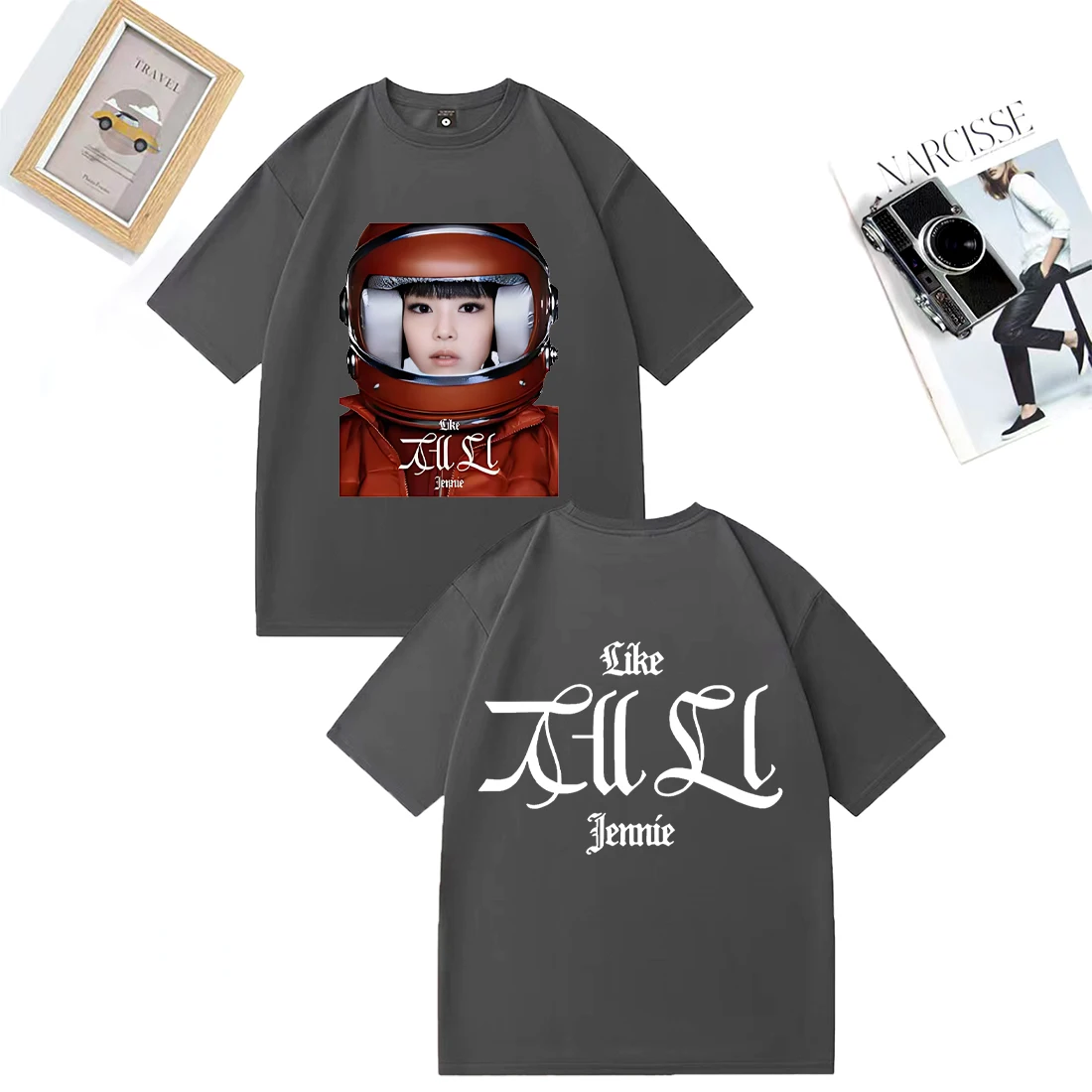 

Like Jennie in Ruby Album 2025 Graphics T Shirt Fashion Retro Men women Clothes High Quality short sleeve Vintage Cotton TShirts