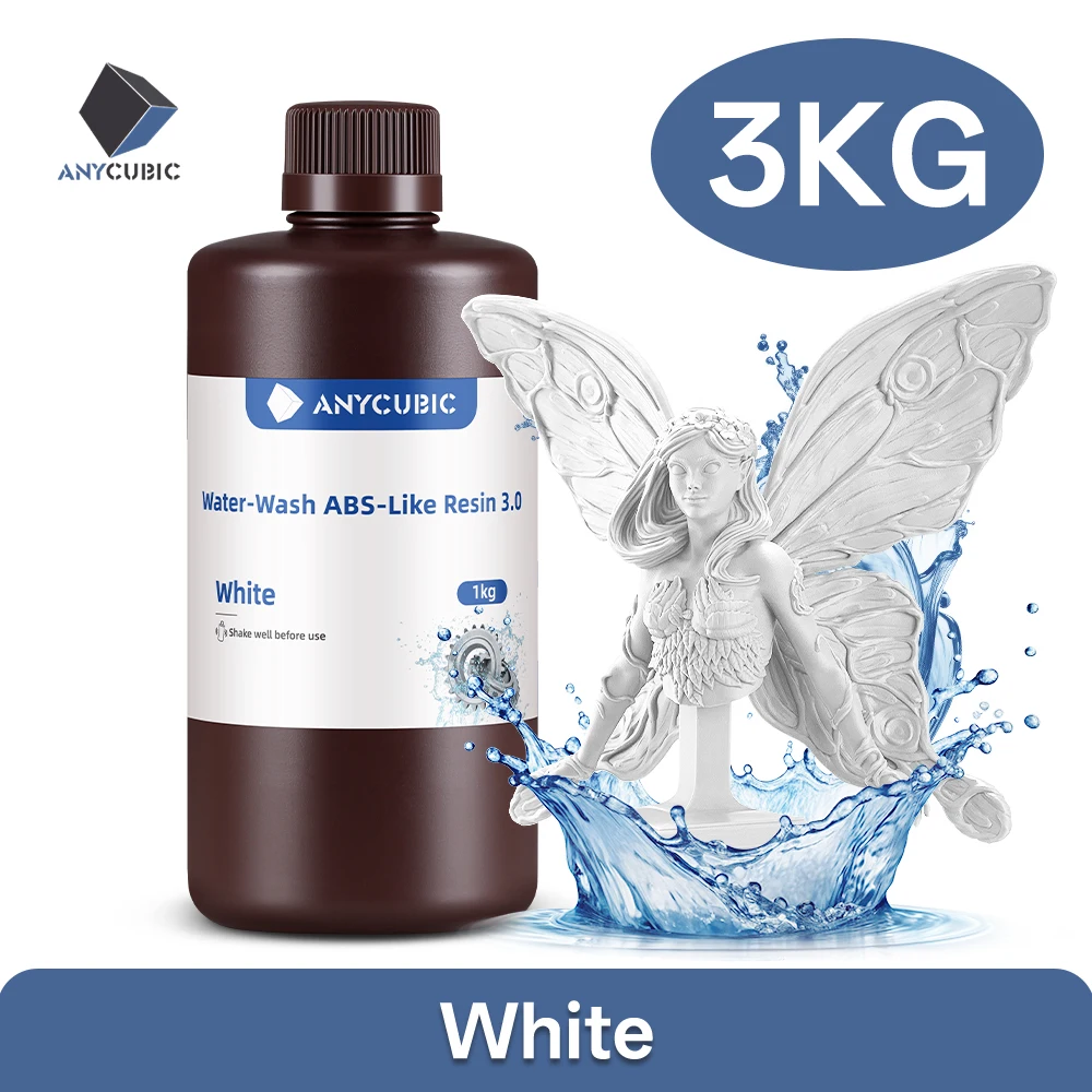 ANYCUBIC 3KG ABS-achtige hars 3.0 waterwasbare UV 405nm fotopolymeerhars 3D-hars hoge precisie voor LCD 3D-printer