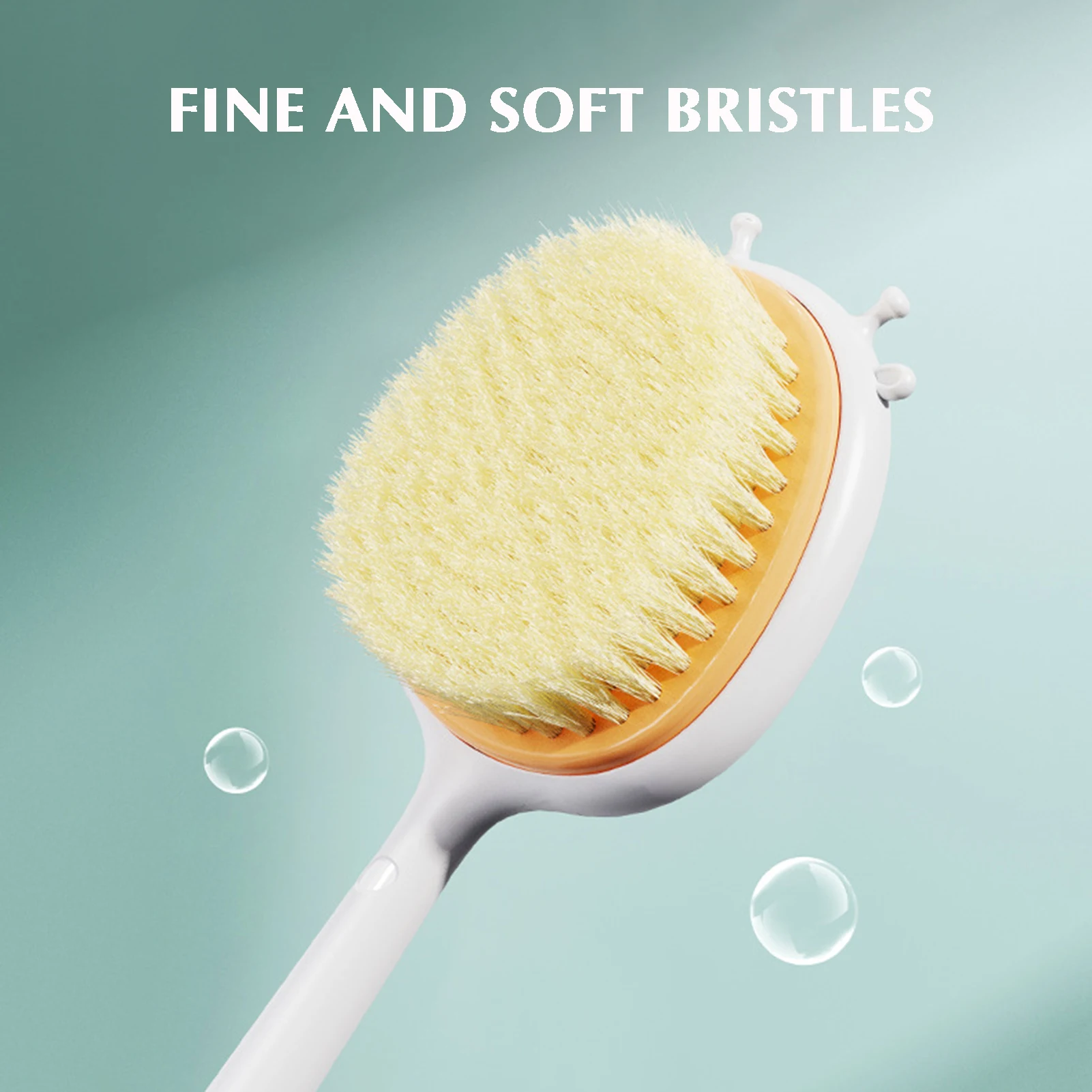 Soft Shower Brush Liquid Bath Soap Dispenser Long Handle Rear Back Scrubber Body Exfoliator Deep Mud Clean for Wet Dry Brushing