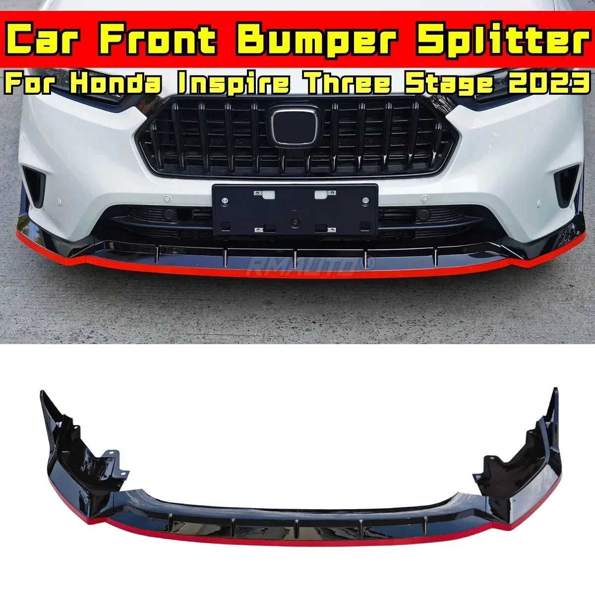 Inspire Front Bumper Diffuser Glossy Black-Red Sport Style Bumper Spoiler Body Kit For Honda Inspire 2023 Car Accessories