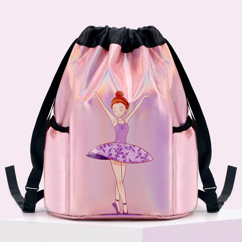 Girls Laser Shiny Ballet Dance Bags Kids Training Shoulder Gym Backpack Child Pocket Handbag For Dancing Ballerina Package