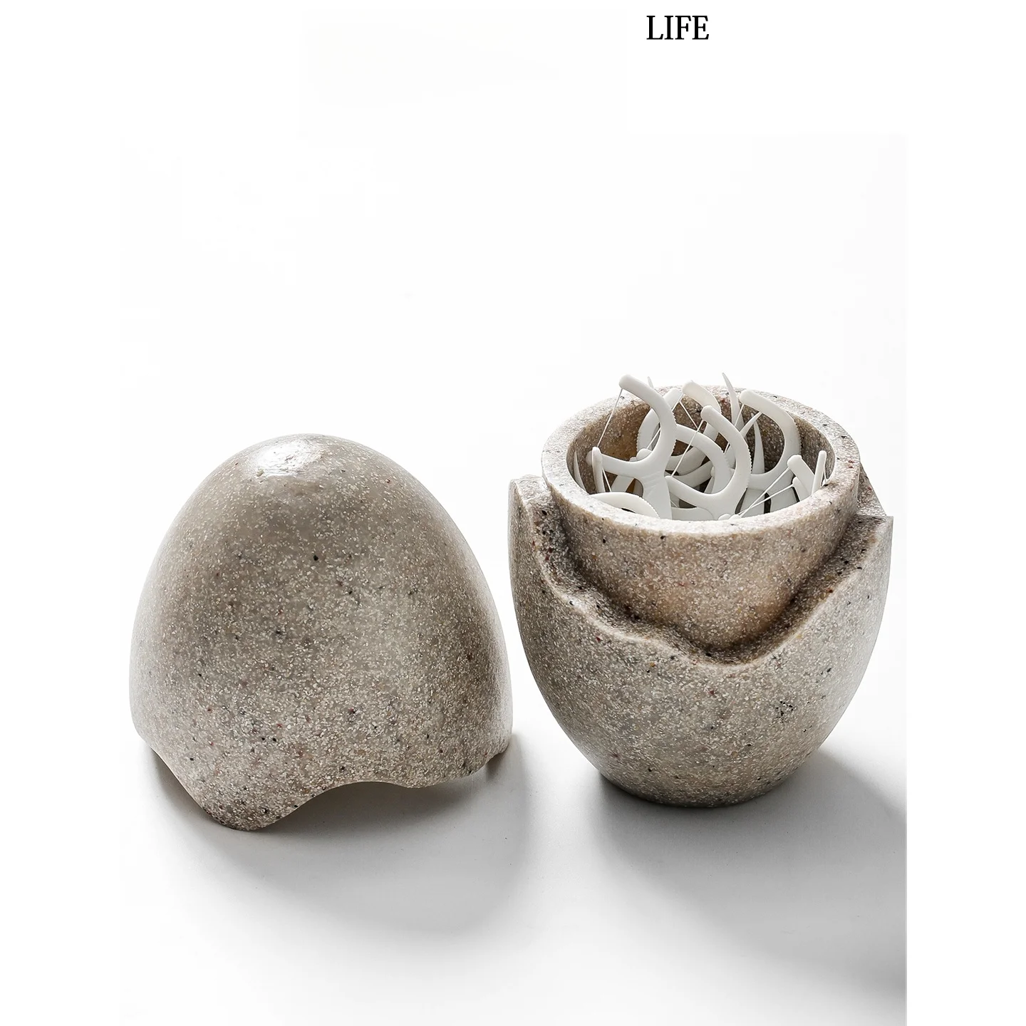 

Creative Multi-Functional Dental Floss Box Storage Organizer High End Home Use Sandstone Eggshell Cotton Swab Toothpick Box