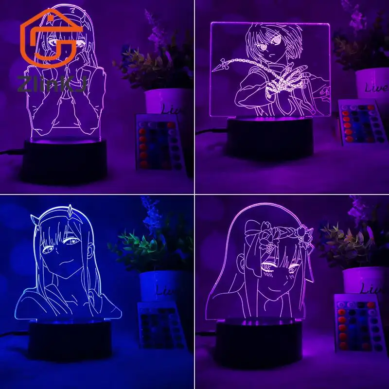 Anime Darling in Franxx Zero Two Anime 3D LED Decor Lamp Figure Nightlight