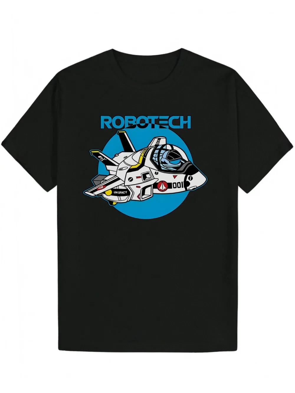 Camiseta de manga corta informal de verano para hombre, azul marino, estampado gráfico Robotech, cuello redondo ligero, para todas las estaciones