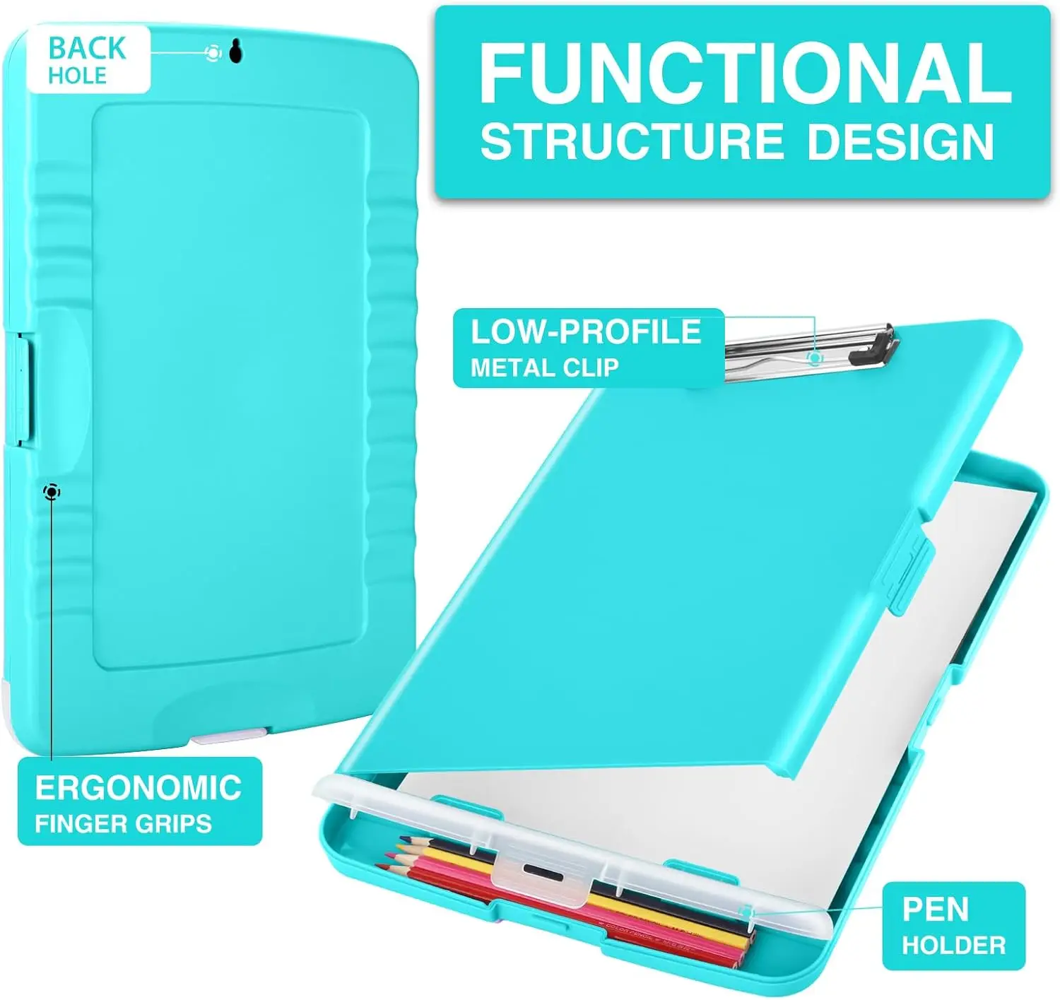 Clipboards with Storage High Capacity Clip Boards 8.5x11inch, Heavy Duty Nursing Folder, Plastic Clipboard with Pen Holder
