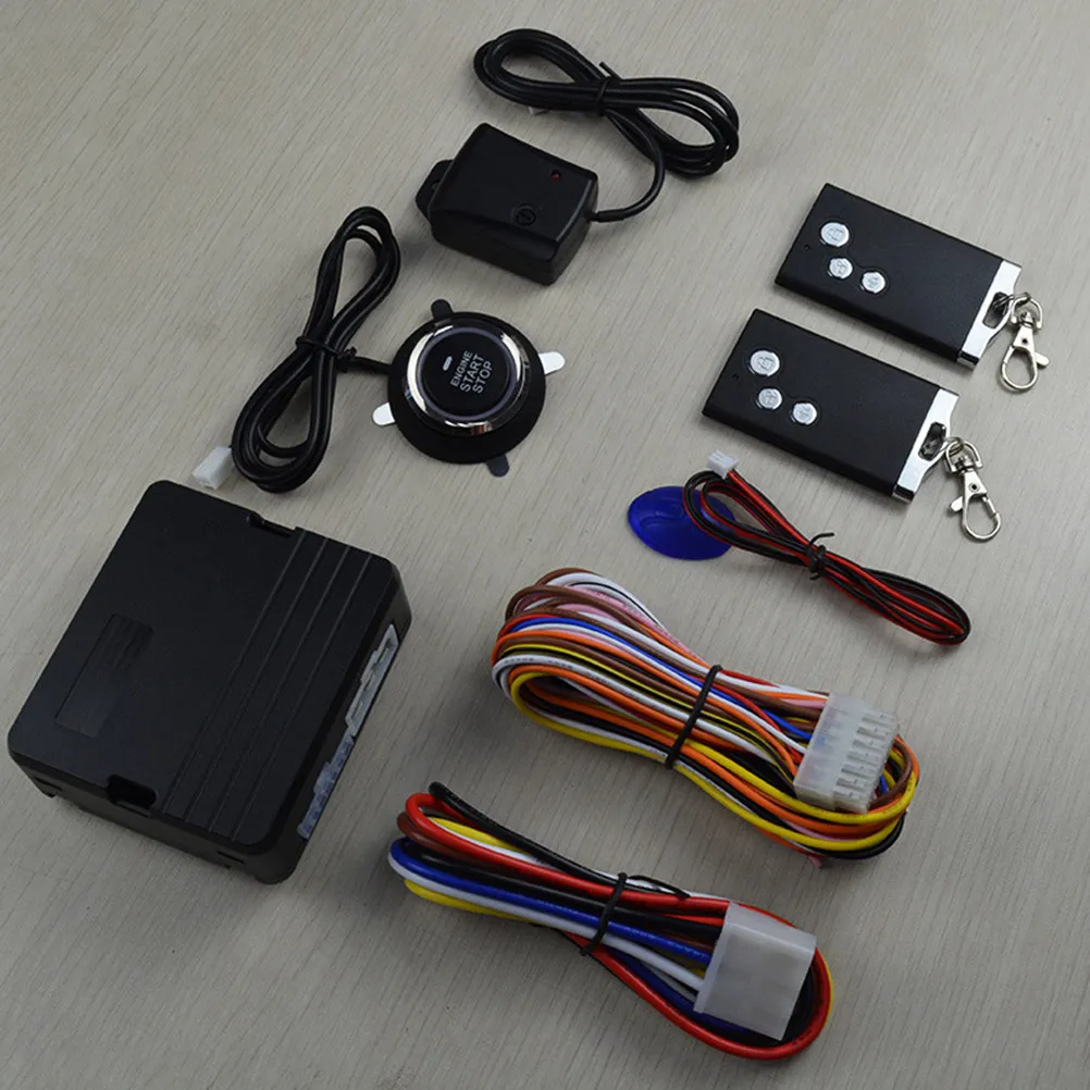 Car Vibration Start Button Ignition Push Remote Control Auto Anti-Theft 12V Starter Stop Burglar Alarm