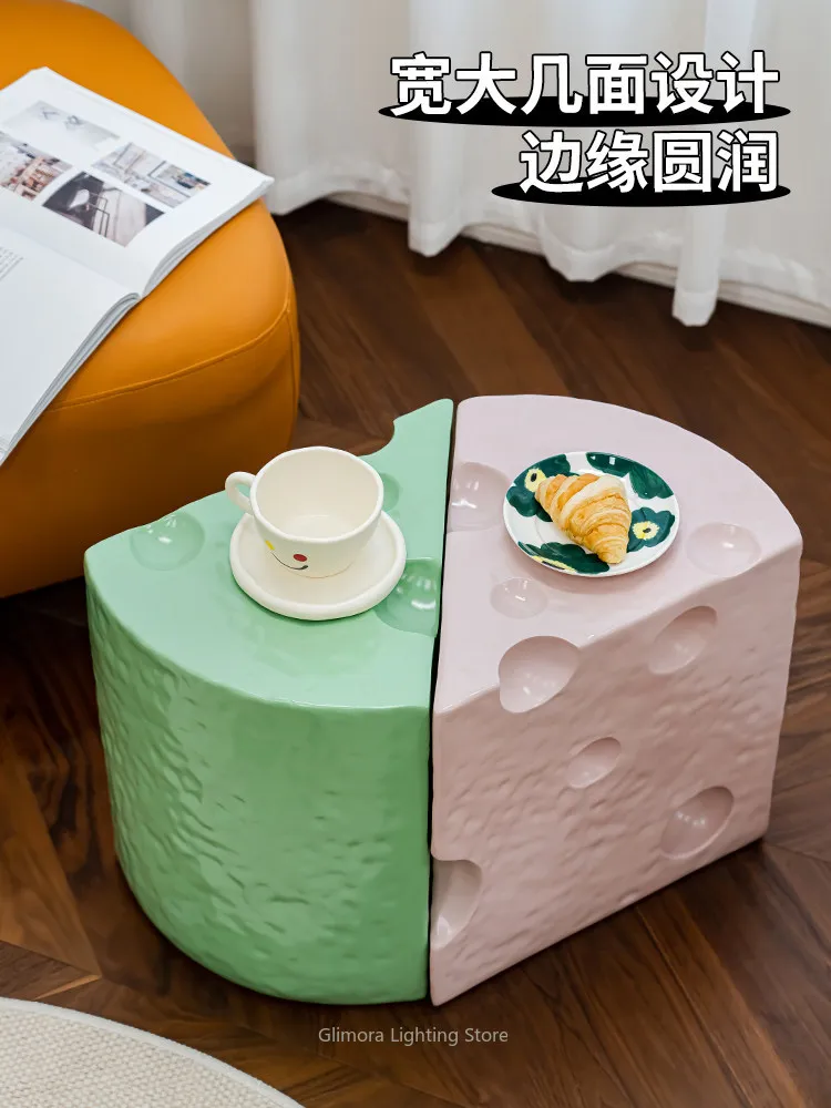 Creative Cheese Side Table for Living Room & Bedroom, Nordic Designer Corner Coffee Table image 3
