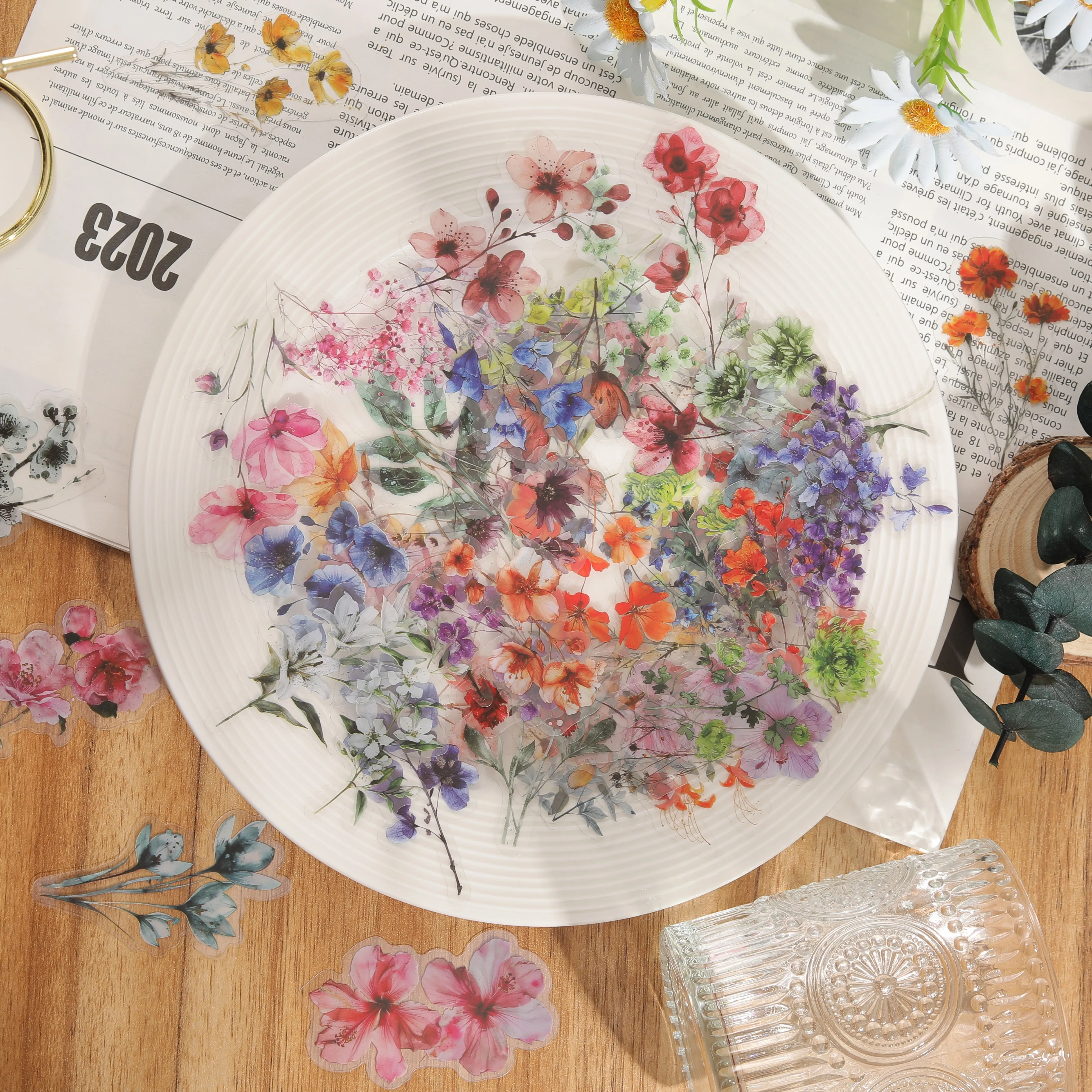 

50 шт., прозрачные наклейки-этикетки для скрапбукинга