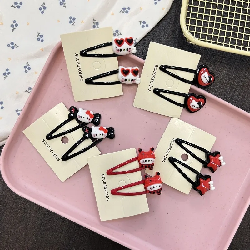 

Full Grape Dark Hello Kitty Personalized Black Hairpin Cute and Versatile Side Hairclip Sweet Hairpin Wholesale