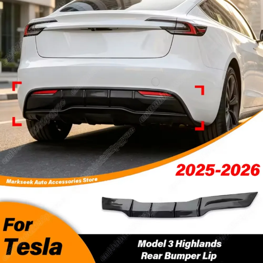 For Tesla Model 3 Highland 2025 2026 Car Rear Bumper Diffuser Black Knight Style Auto Lower Splitter Body Modification Kit