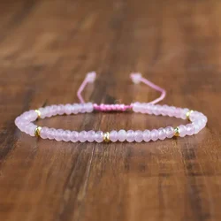 Rose Quartz Bracelet - Natural Pink Stone Healing Bracelet - Balance Calming Bracelet - Spiritual Protection Meditation
