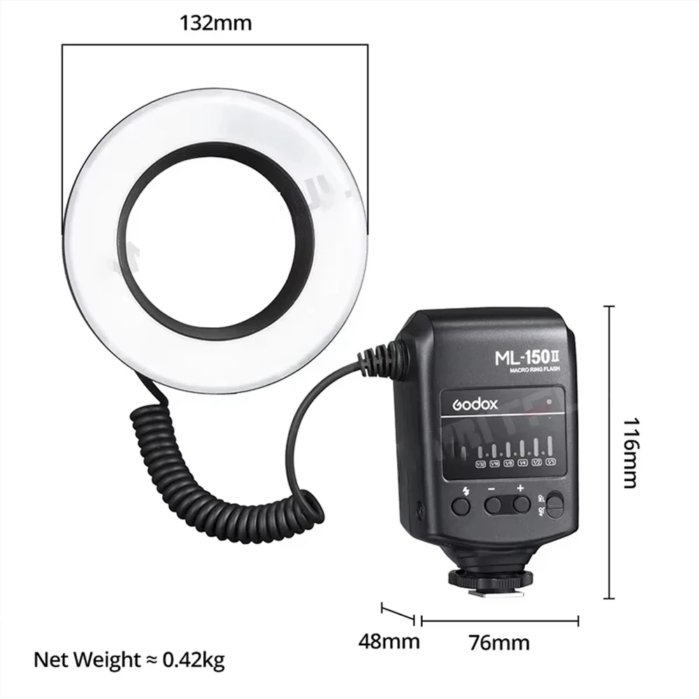 Godox ML-150II ML150II Macro LED Ring Flash Speedlite GN12 5800K±200K for Sony Canon Nikon Fuji Olympus Panasonic DSLR Cameras