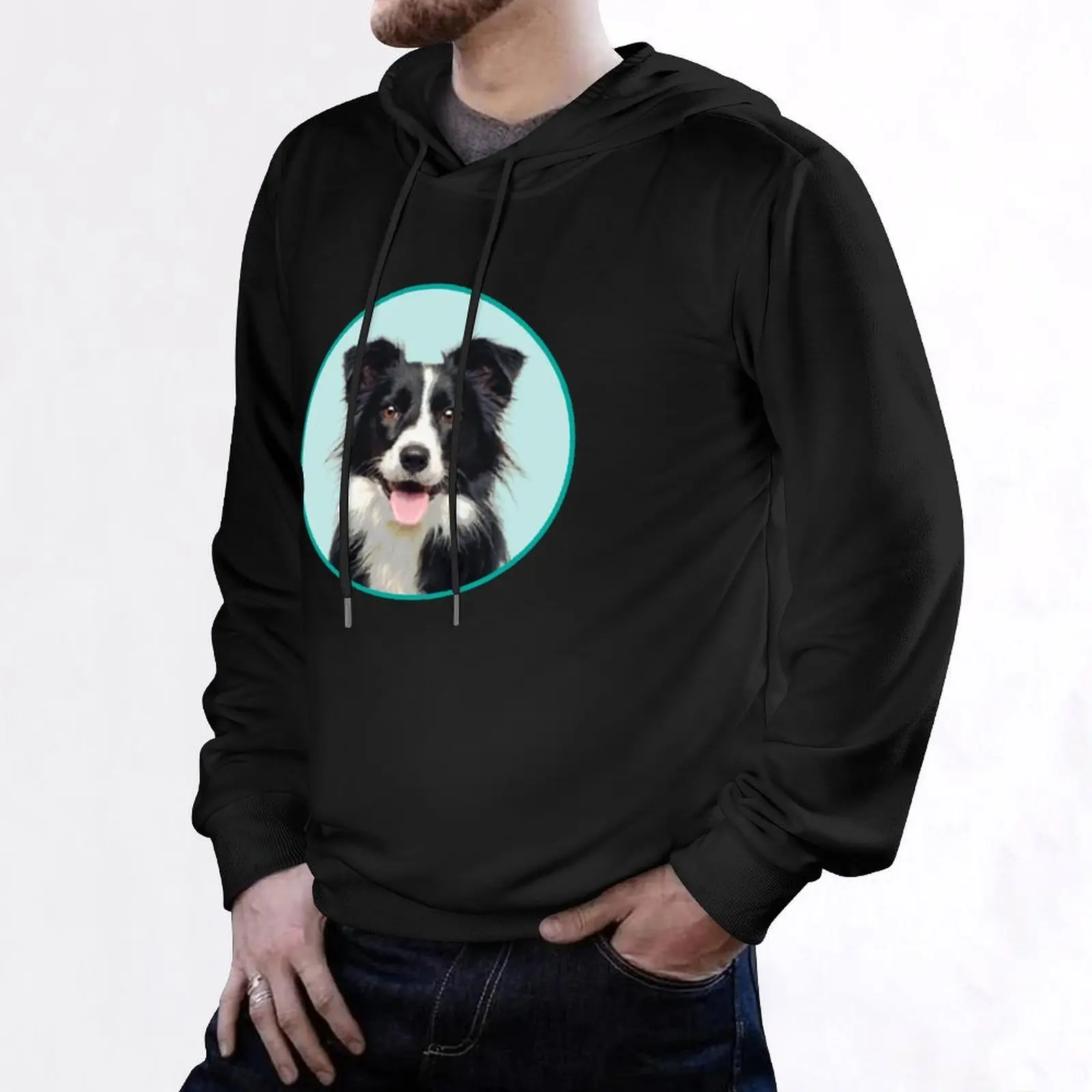 لطيف الحدود الكولي الكلب مضحك Border Collie عشاق هوديي الرجال ارتداء بلوزة الملابس الكورية نمط هوديي المعتاد