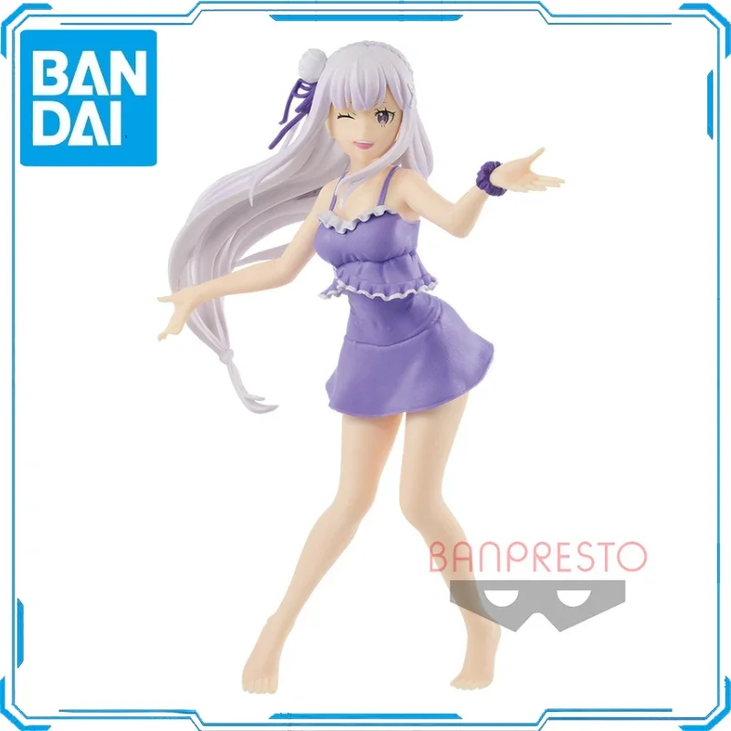 In Stock Original Bandai BANPRESTO EXQ Scenic Series Emilia Action Figure Animation Toy Gift Model Collector Anime Hobby Genuine