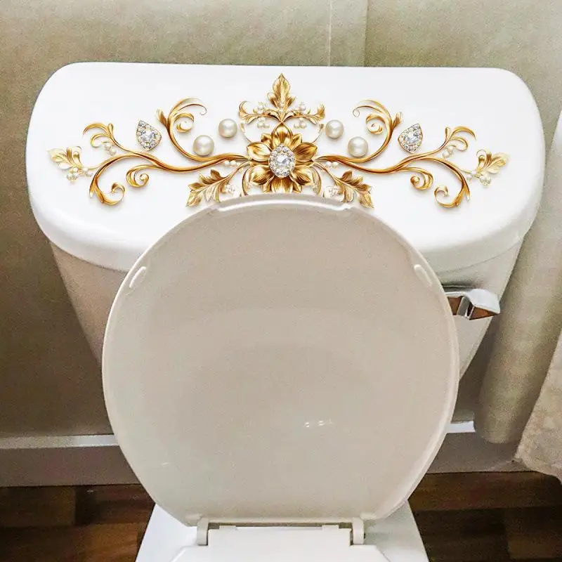 1PC New Gold Pattern Diamond Crown Bathroom Toilet Sticker Toilet Bucket Decorative Stickers Beautify