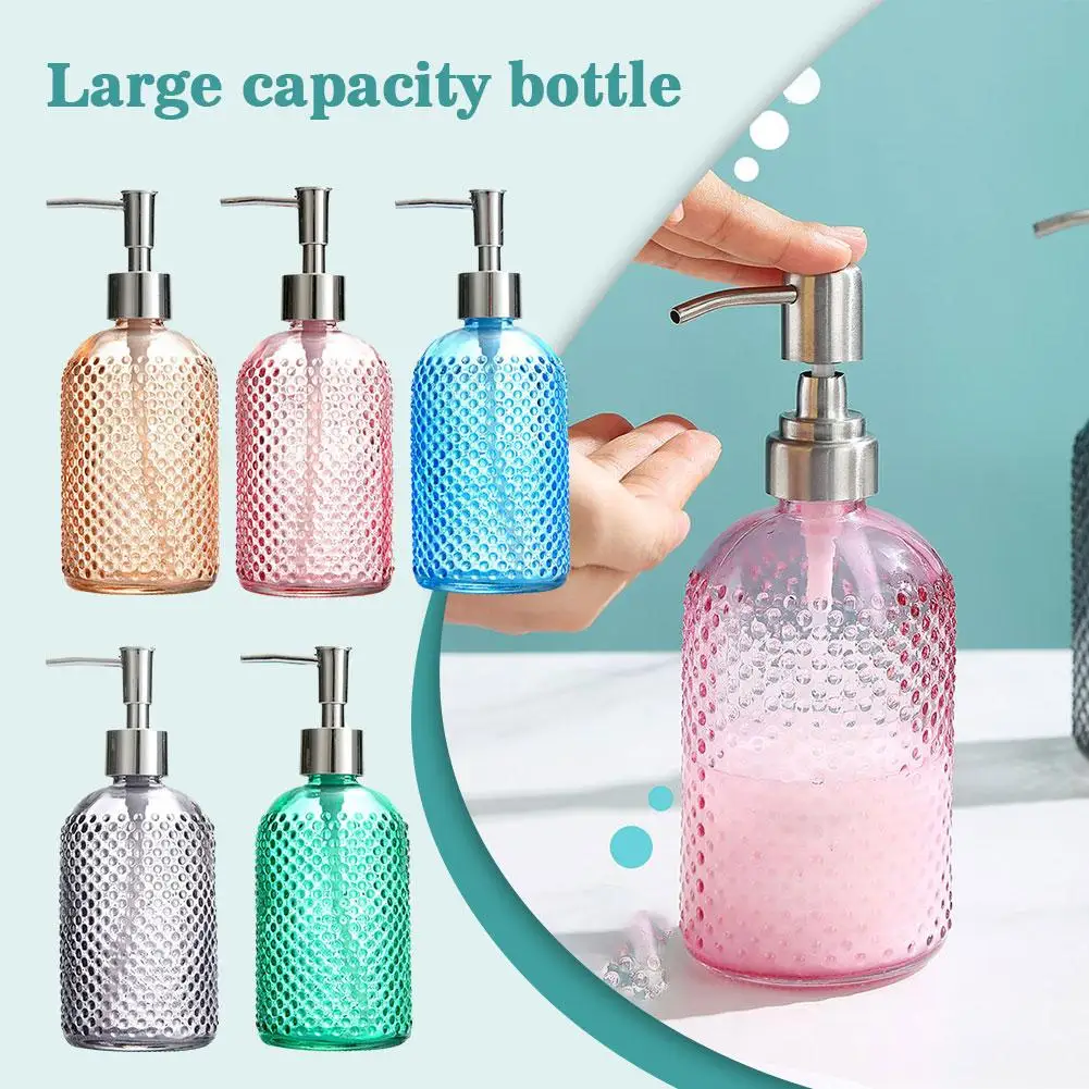 450ml Transparent Diamond Liquid Storage Container Lotion Hand Gel Glass Shower Cosmetics Lotion Bottle Subpackage Shampoo T3X2