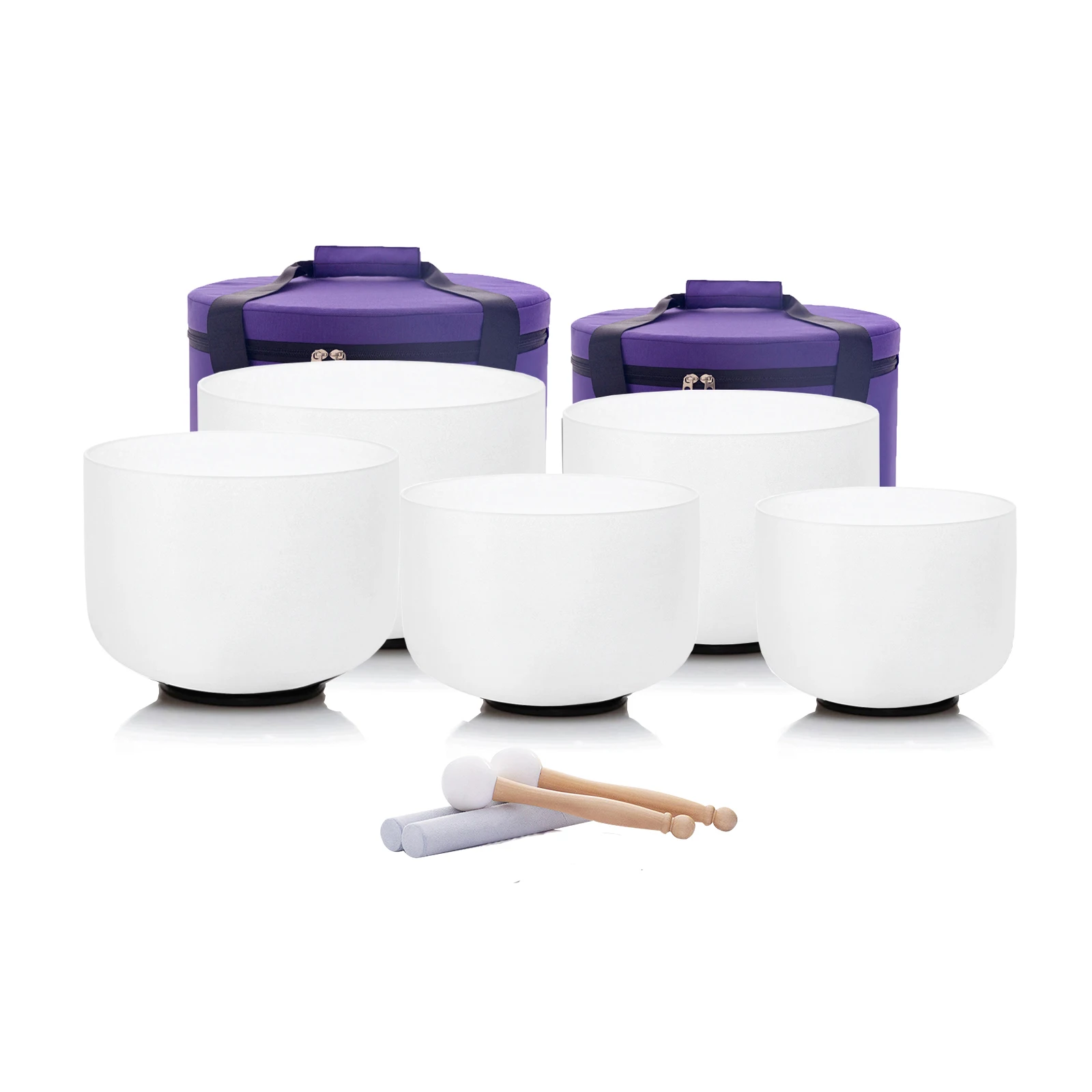 Hye-eun 5 قطعة Solfeggio مجموعة الحياة زهرة تصميم كريستال جرس الموسيقى مجموعات مع أكياس التأمل الموسيقي لليوجا الصوت شفاء